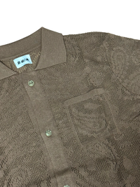 Camicia Polo Uomo BERNA in Maglia Traforata Crochet Caffè