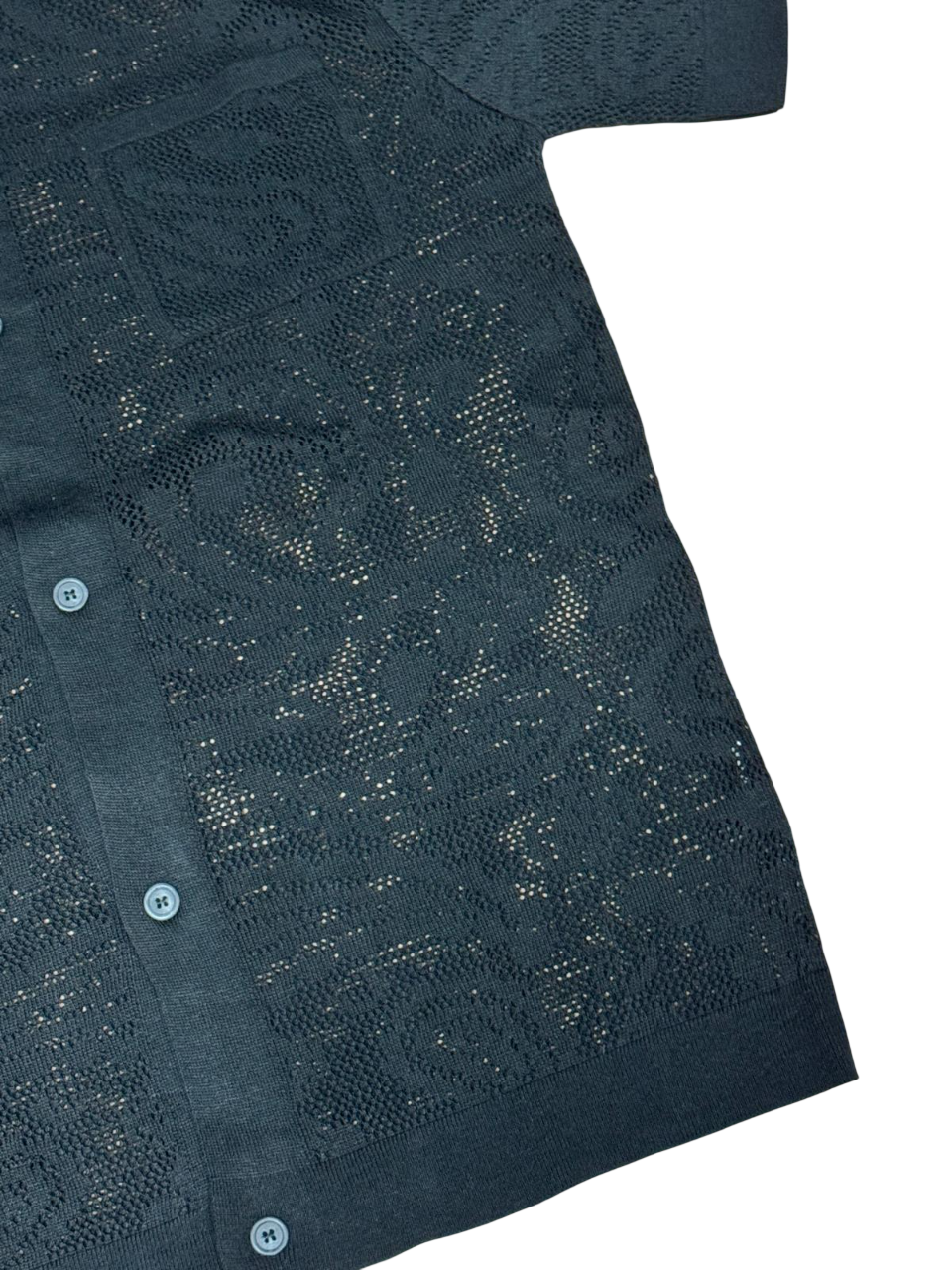 Camicia Polo Uomo BERNA in Maglia Traforata Crochet Nero