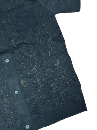 Camicia Polo Uomo BERNA in Maglia Traforata Crochet Nero