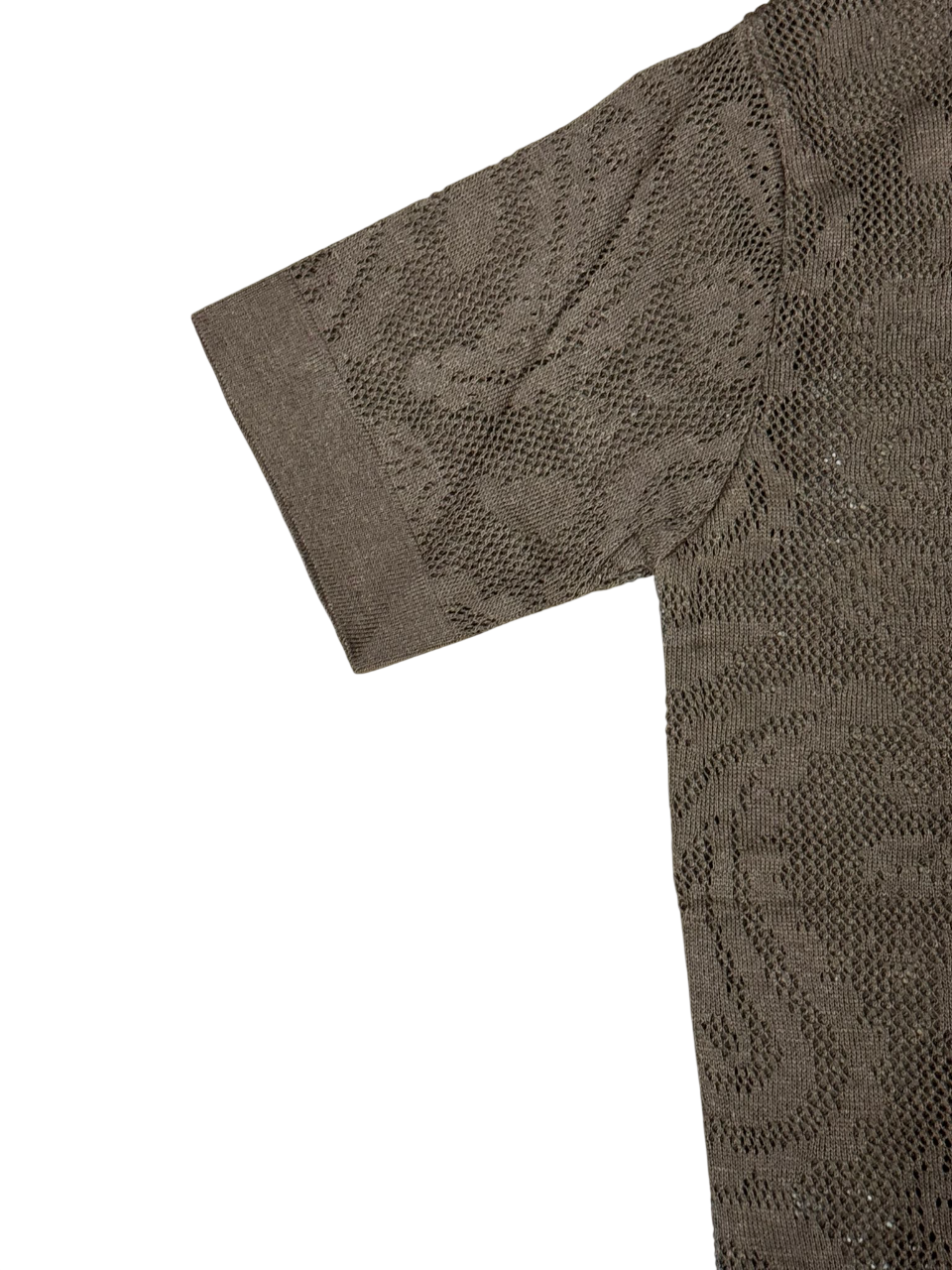 Camicia Polo Uomo BERNA in Maglia Traforata Crochet Caffè