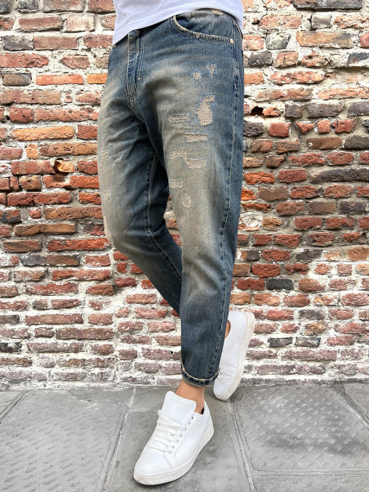 Jeans Uomo BERNA Cropped fit Rotture