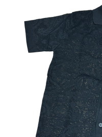 Camicia Polo Uomo BERNA in Maglia Traforata Crochet Nero