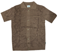 Camicia Polo Uomo BERNA in Maglia Traforata Crochet Caffè