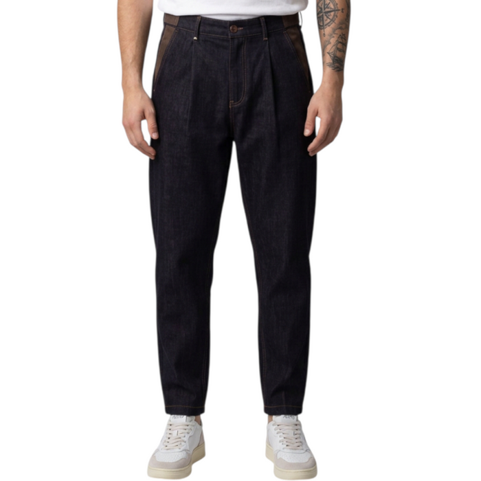 Jeans Uomo BERNA Cropped Denim Nero