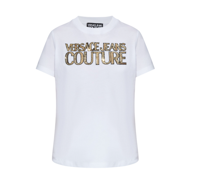 T-shirt Donna VERSACE JEANS COUTURE con logo in paillettes