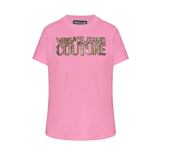 T-shirt Donna VERSACE JEANS COUTURE con logo in paillettes
