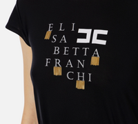 T-shirt Donna ELISABETTA FRANCHI in jersey con logo e frange