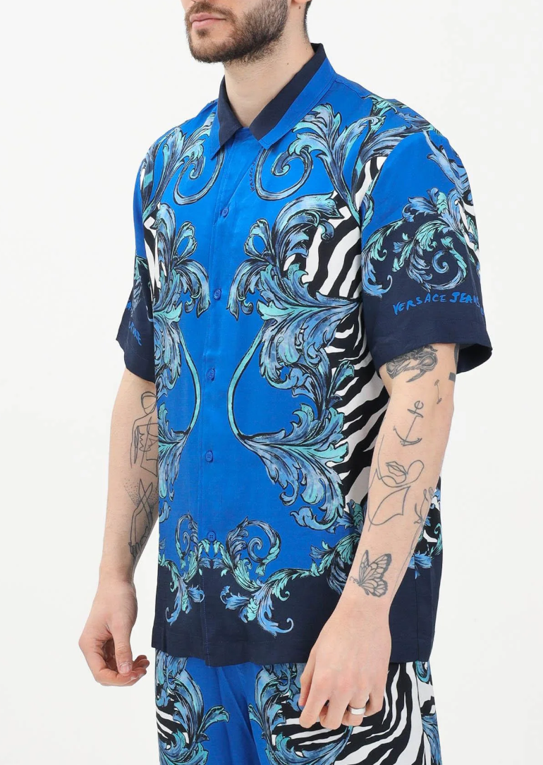 Camicia Uomo VERSACE JEANS COUTURE Fantasia Zebra Barocco Outline