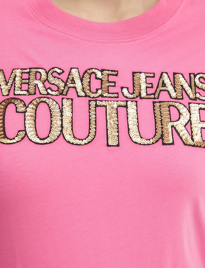 T-shirt Donna VERSACE JEANS COUTURE con logo in paillettes