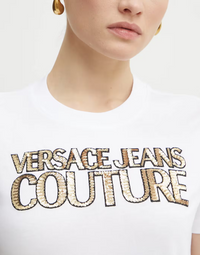T-shirt Donna VERSACE JEANS COUTURE con logo in paillettes