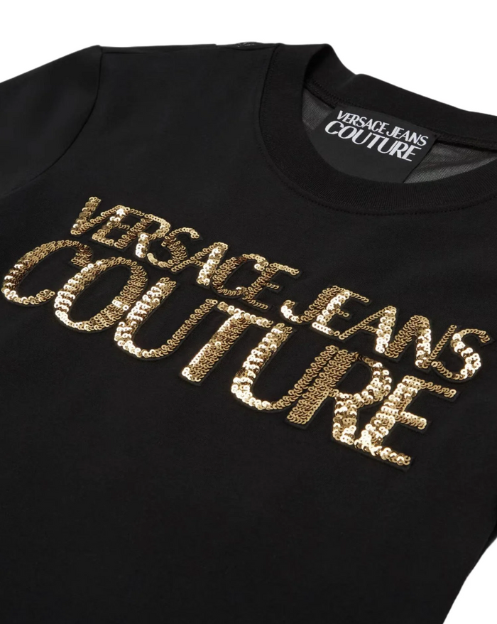T-shirt Donna VERSACE JEANS COUTURE con logo in paillettes