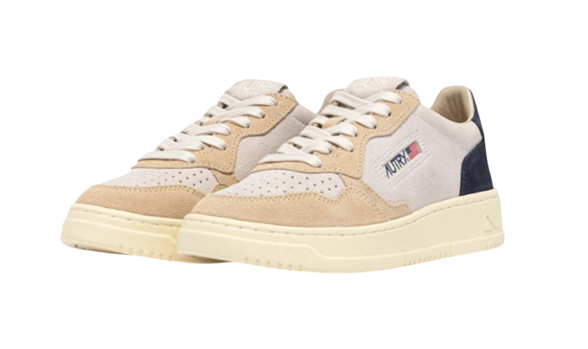 Scarpe Uomo Autry Medalist Low Tricolor Suede Space/White/Sand