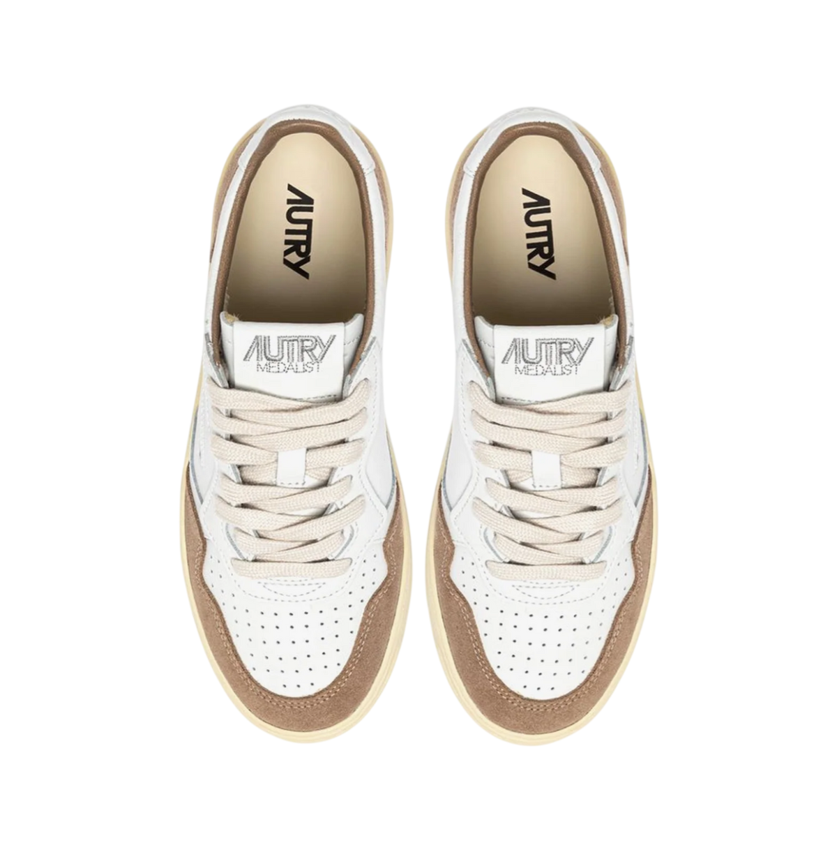 Scarpe Uomo Autry Medalist Low Pelle Bianca Suede Antilope