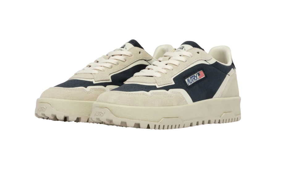 Scarpe Uomo Autry Wildpace Low In Cordura e Suede Bianco e Space Blu