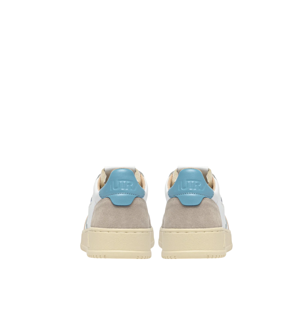 Scarpe Uomo Autry Medalist Low Pelle Bianca e Forget Me Not