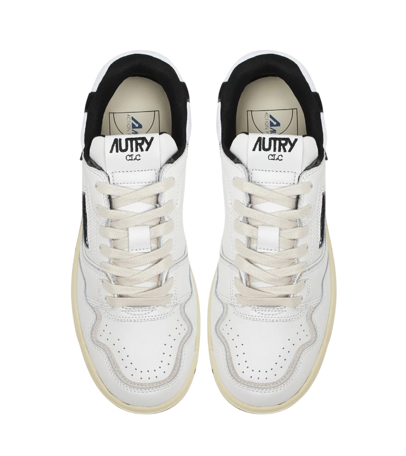 Scarpe Uomo Autry CLC Low in Pelle Bianca e Suede Nera