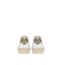 Scarpe Donna Autry MEDALIST LOW IN PELLE BIANCA E METALLIZZATA ORO