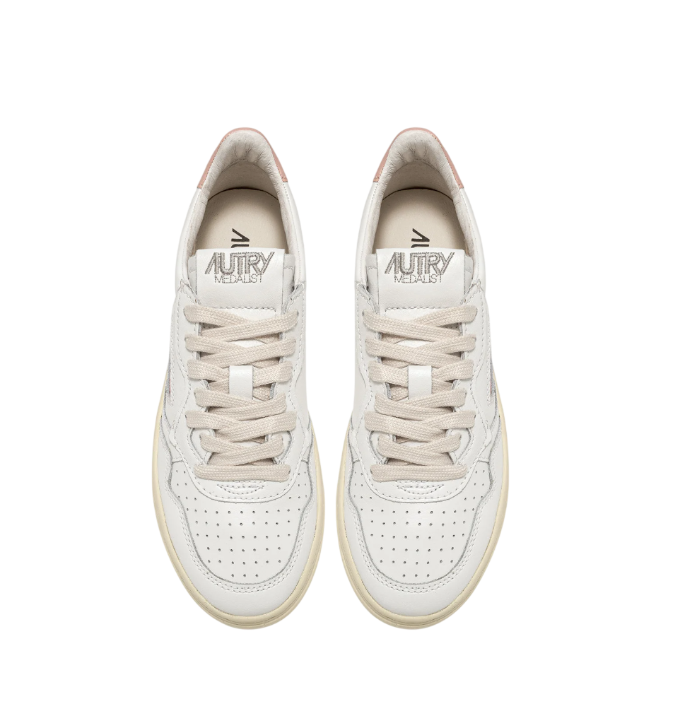 Scarpe Donna Autry MEDALIST LOW IN PELLE BIANCA E ROSA