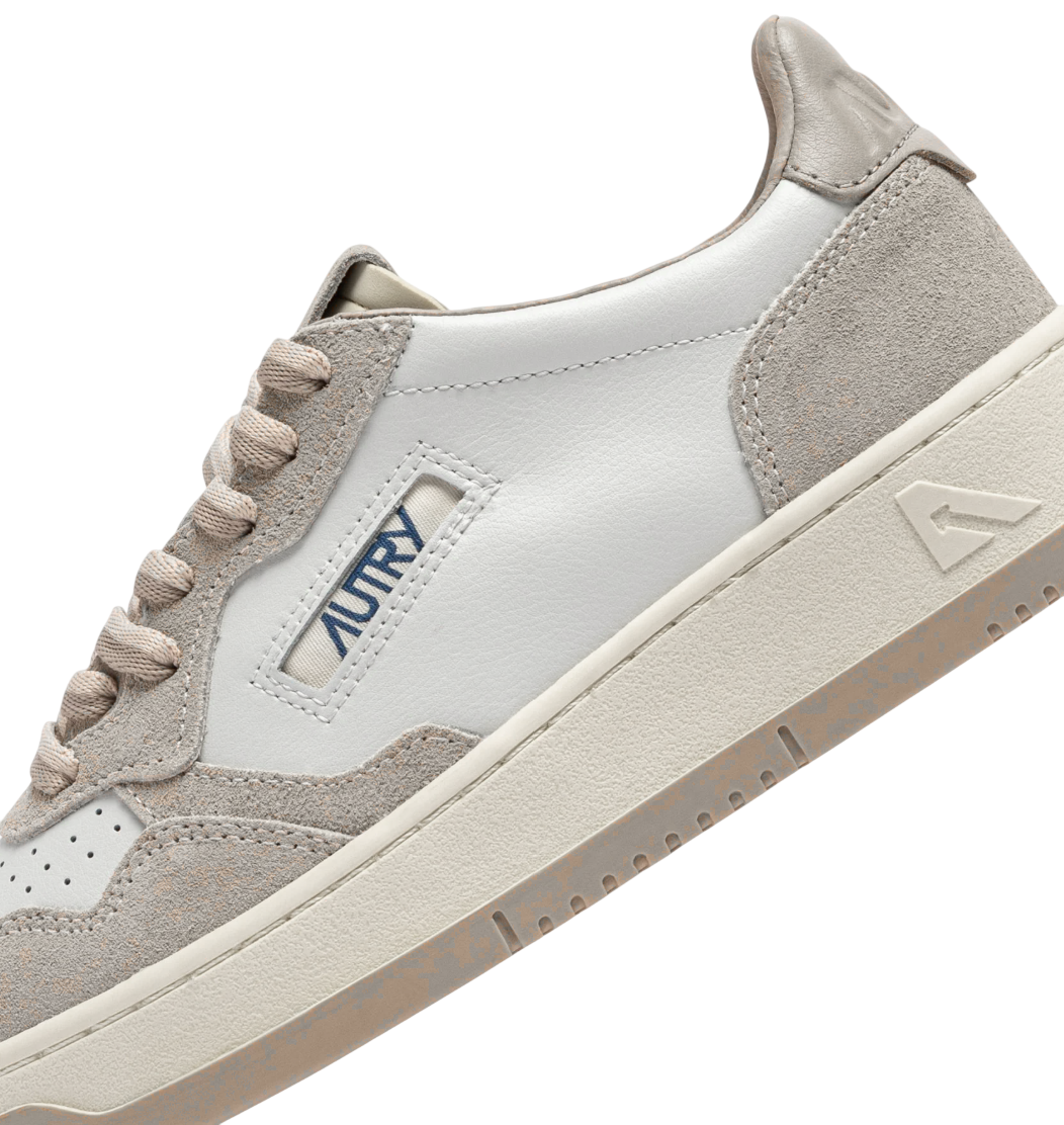 Scarpe uomo AUTRY MEDALIST LOW IN PELLE E SUEDE FEATHER GRAY E LAMB
