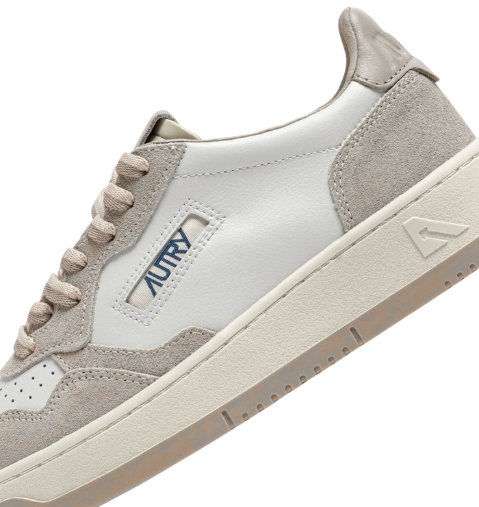 Scarpe uomo AUTRY MEDALIST LOW IN PELLE E SUEDE FEATHER GRAY E LAMB