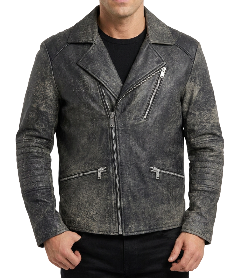 Giubbotto Uomo RICHMOND in Plelle lavorata Biker