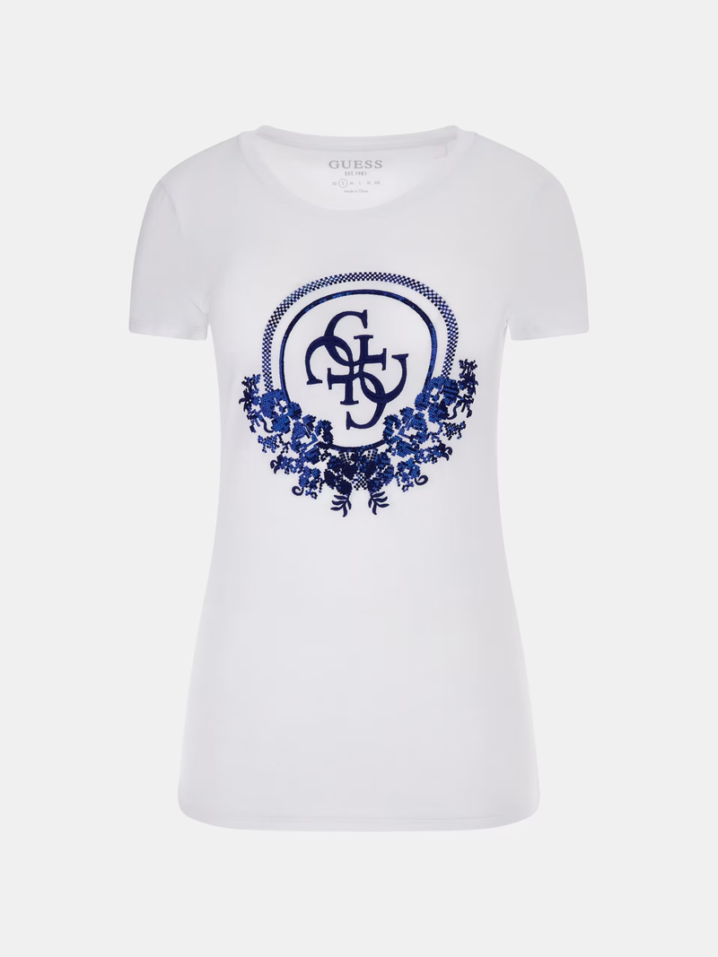 T-shirt Donna GUESS logo paillettes