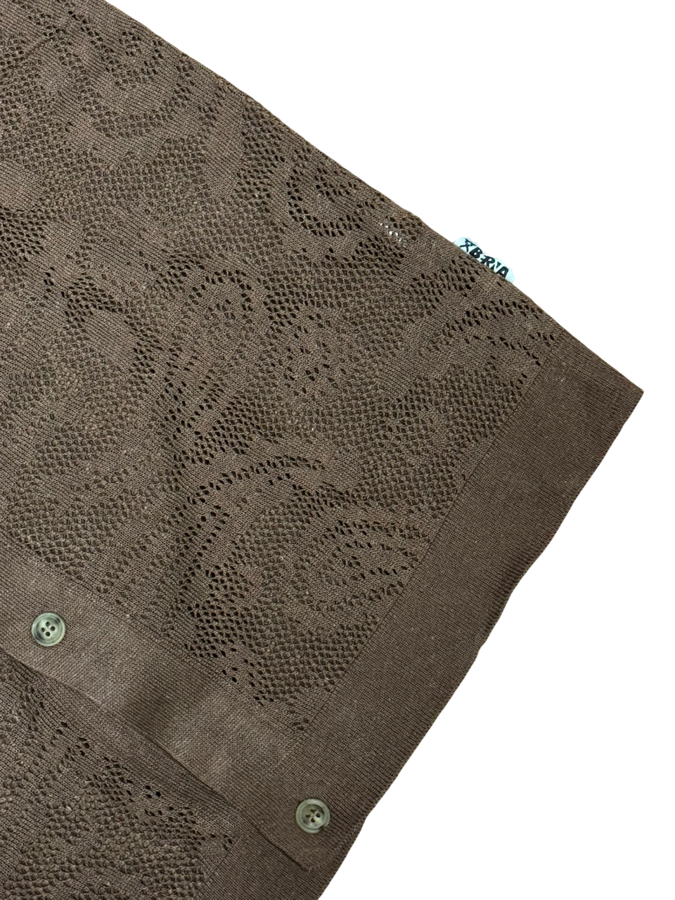 Camicia Polo Uomo BERNA in Maglia Traforata Crochet Caffè