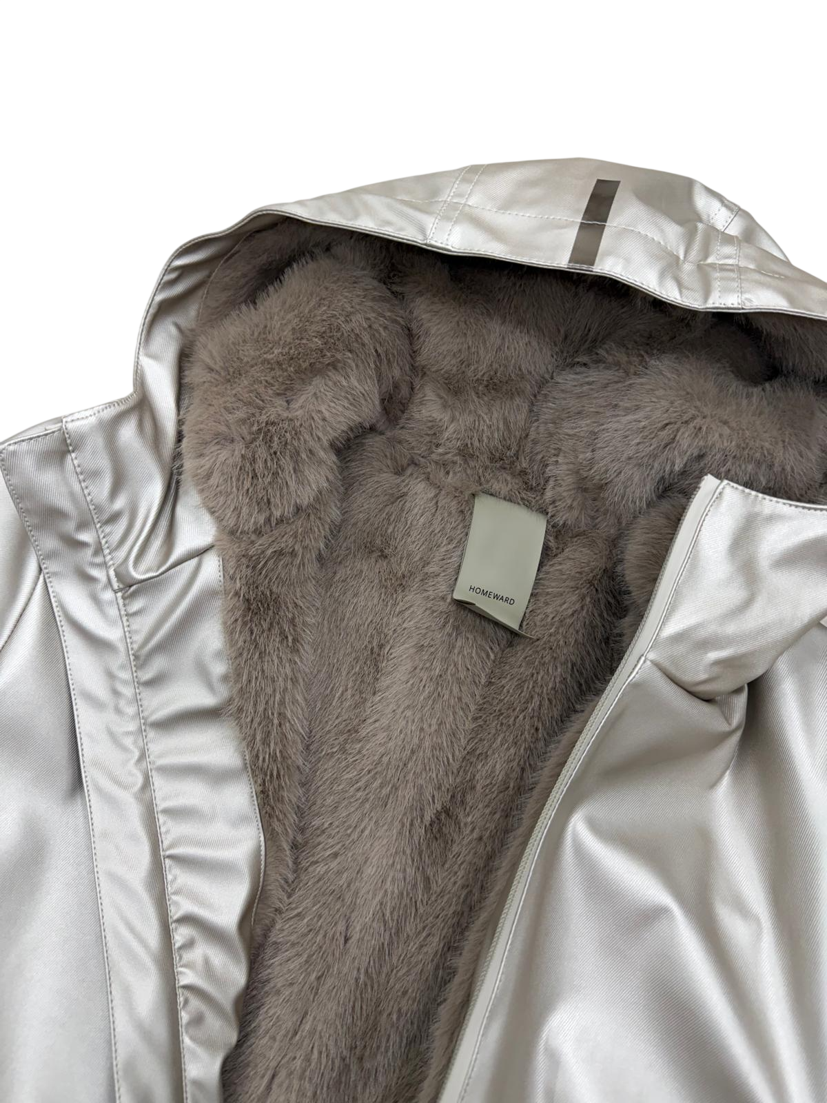 Giubbotto Donna HOMEWARS con Pelliccia Eco Parka Metallic