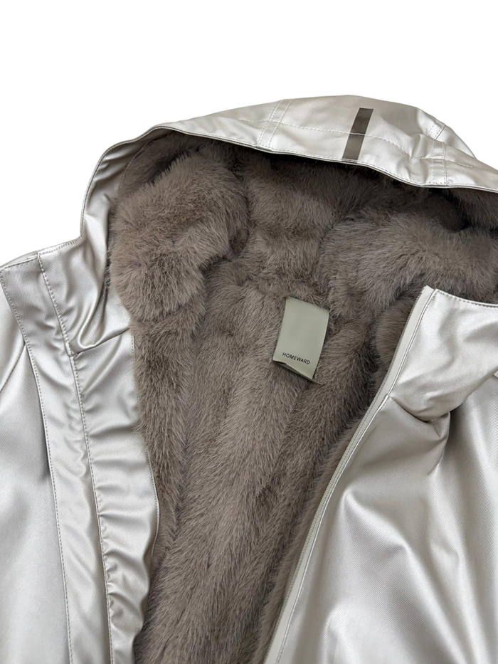 Giubbotto Donna HOMEWARS con Pelliccia Eco Parka Metallic