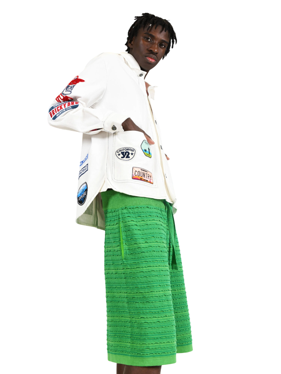 Bermuda Uomo Devorè in Maglia Testurizzata Verde