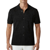 Camicia Polo Uomo BERNA in Maglia Traforata Crochet Nero