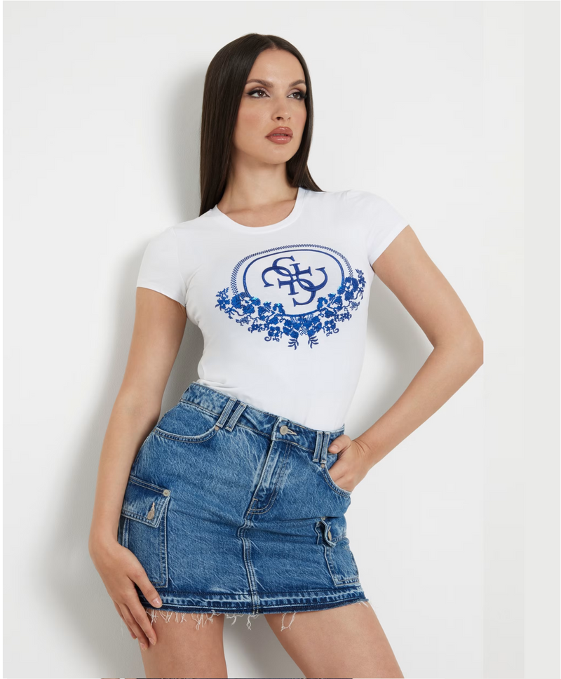 T-shirt Donna GUESS logo paillettes