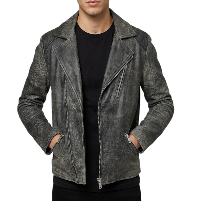 Giubbotto Uomo RICHMOND in Plelle lavorata Biker
