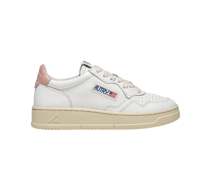 Scarpe Donna Autry MEDALIST LOW IN PELLE BIANCA E ROSA