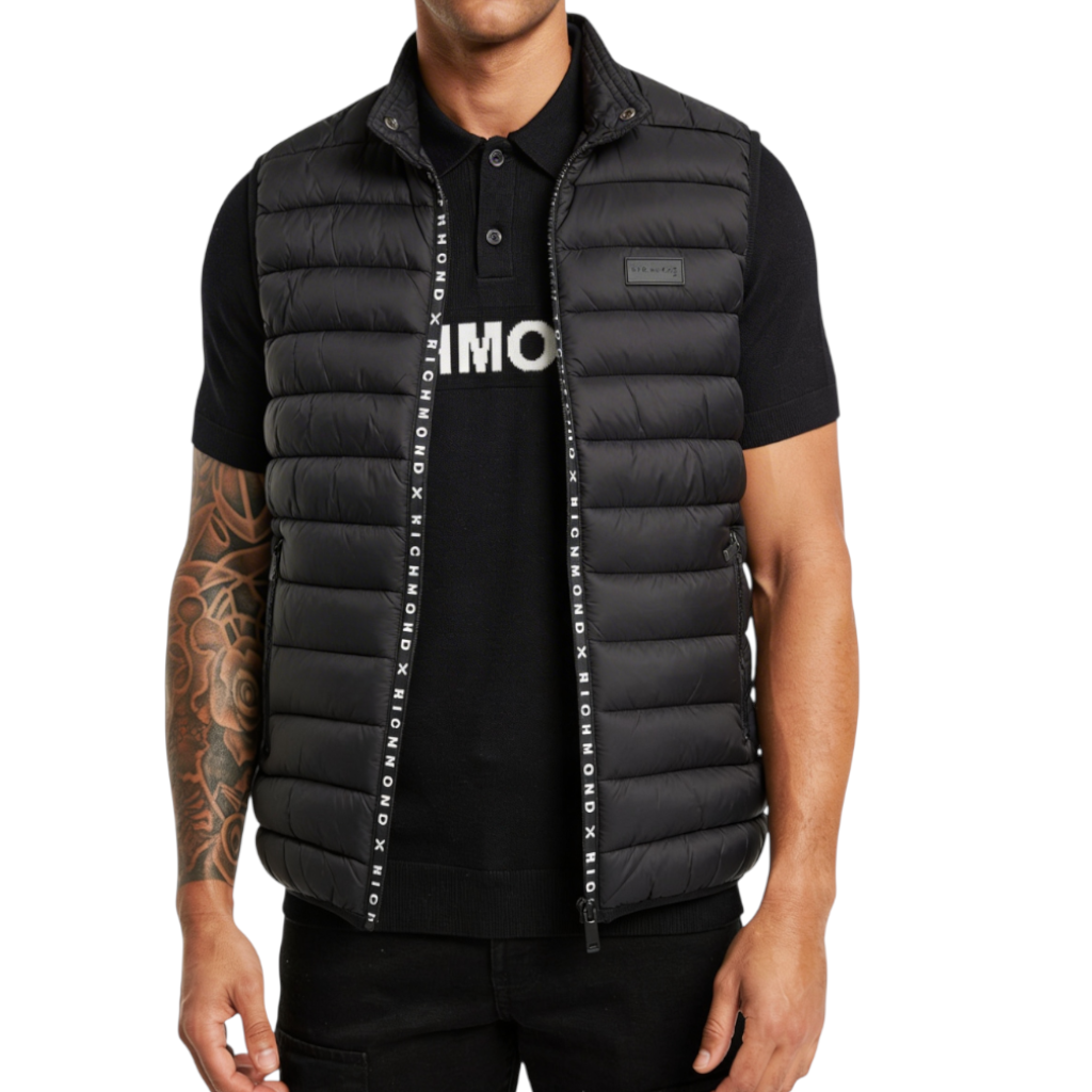 Smanicato Uomo Richmond X Gilet Zip Logo Black