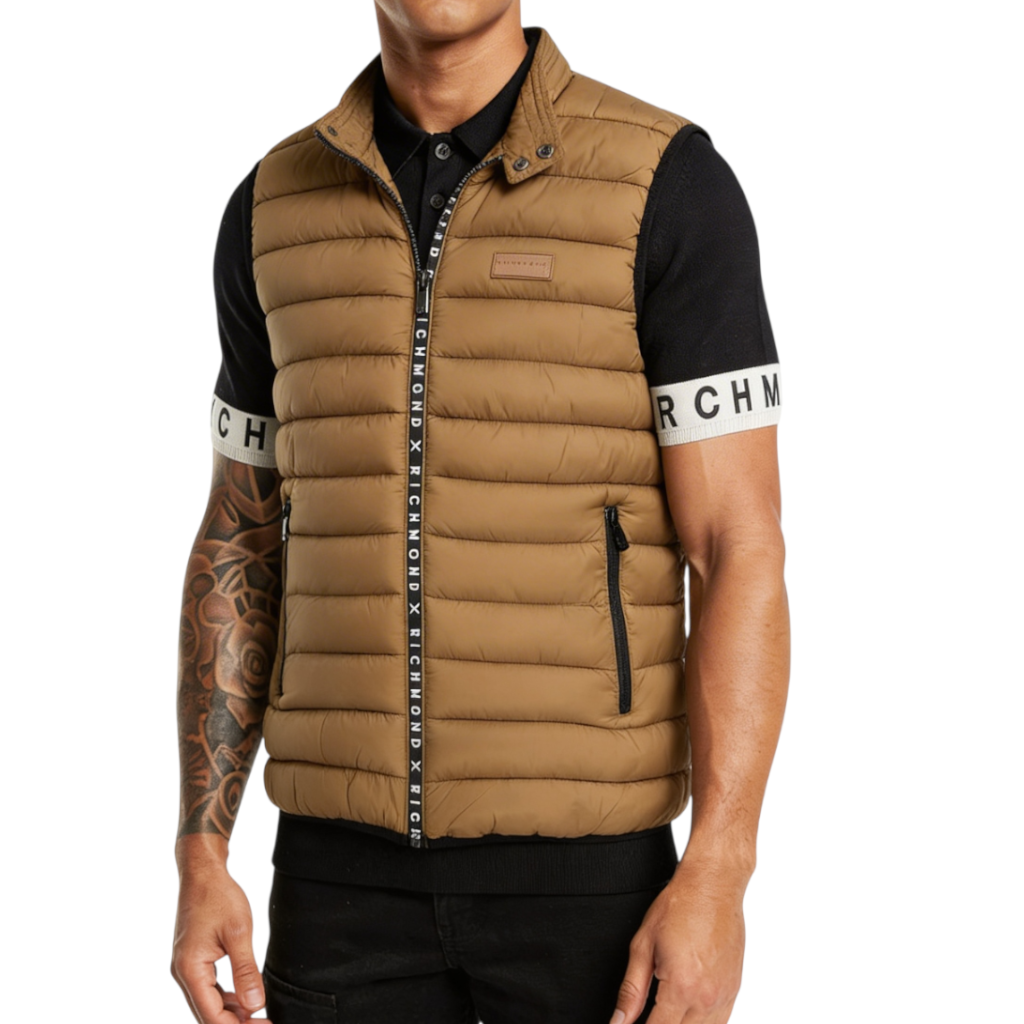 Smanicato Uomo Richmond X Gilet Zip Logo Coffee
