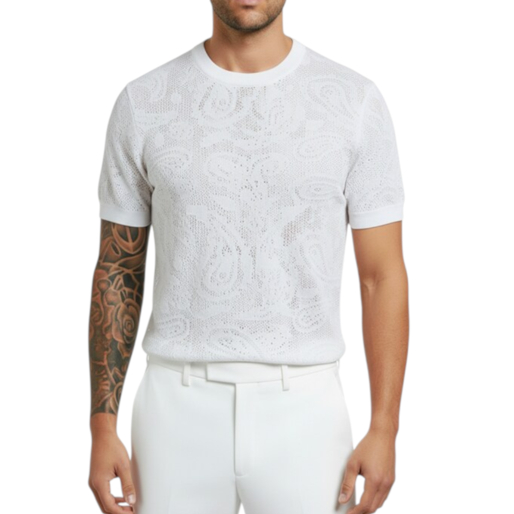 Maglia Uomo BERNA in Maglia Traforata Bianca