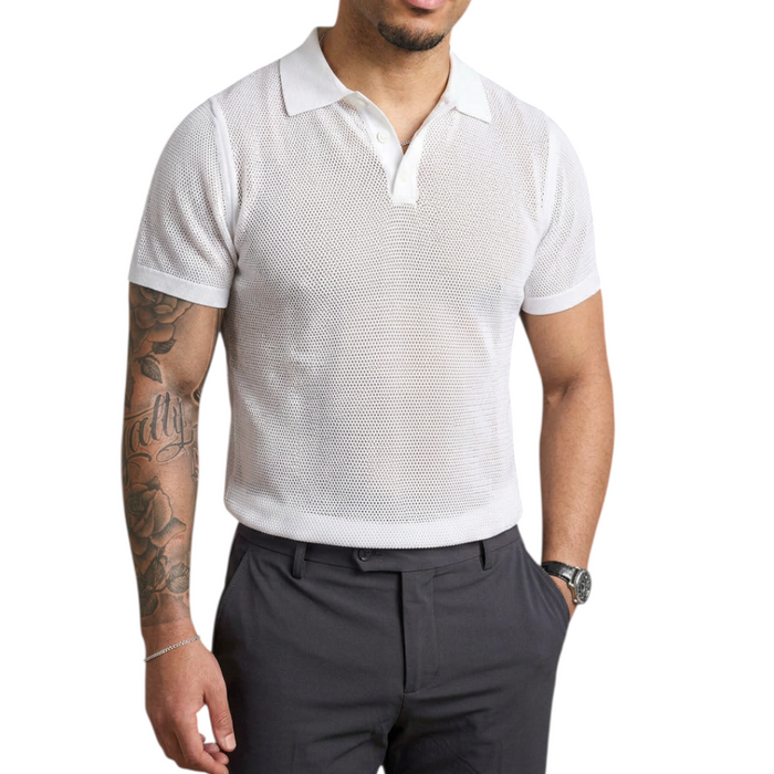 Polo Uomo F.Mattioli Traforata Bianco