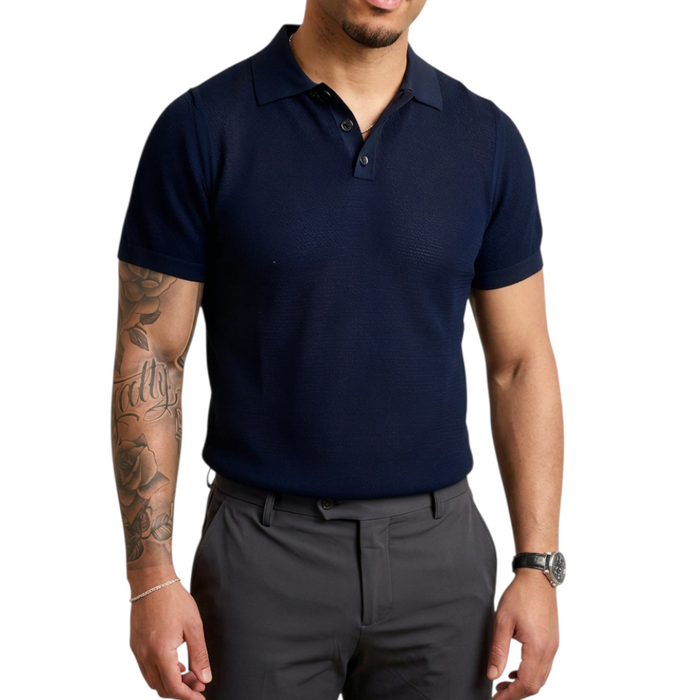 Polo Uomo F.Mattioli Traforata Blu