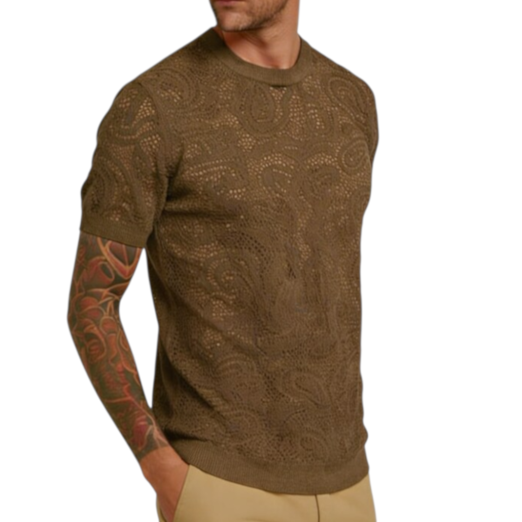 Maglia Uomo BERNA in Maglia Traforata Bianca Caffè