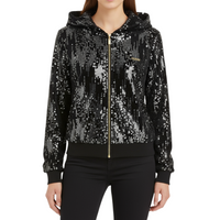Felpa Donna GUESS in Paillettes Nera