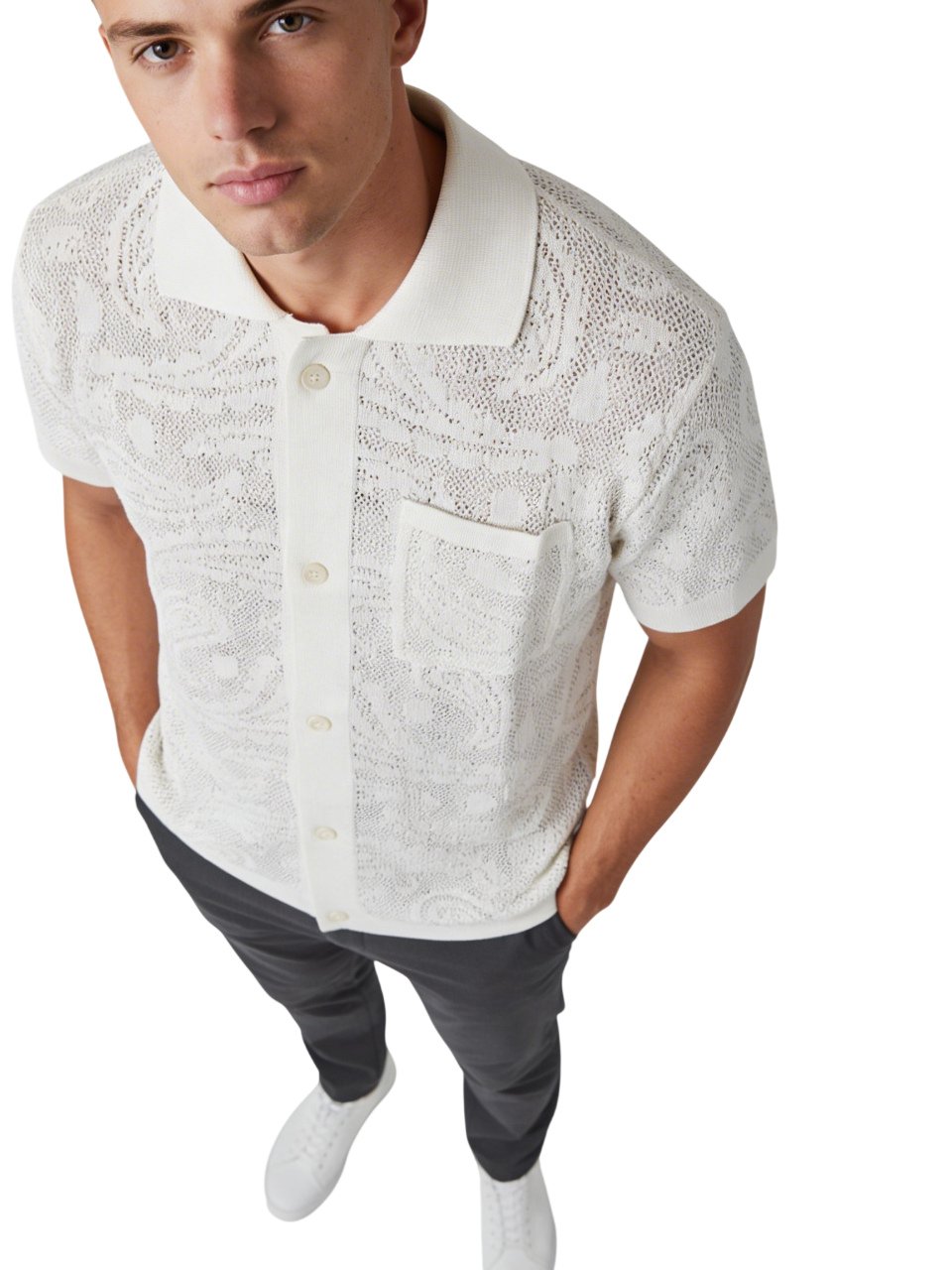 Camicia Polo Uomo BERNA in Maglia Traforata Crochet