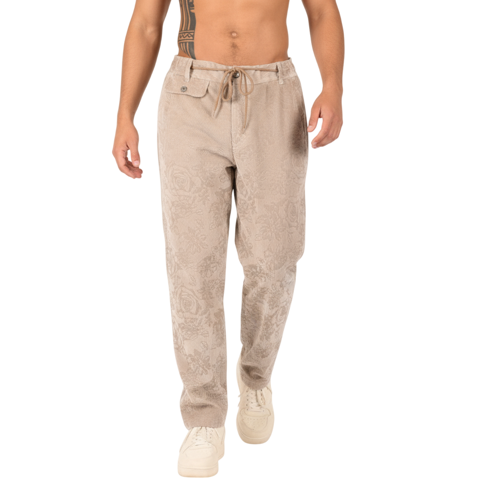 Pantalone Uomo BERNA Velluto Floreale Devorè