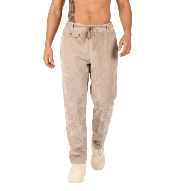 Pantalone Uomo BERNA Velluto Floreale Devorè