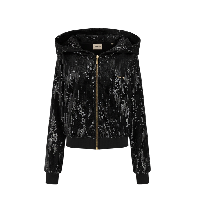 Felpa Donna GUESS in Paillettes Nera
