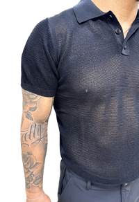 Polo Uomo F.Mattioli Traforata Nero