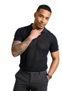 Polo Uomo F.Mattioli Traforata Nero