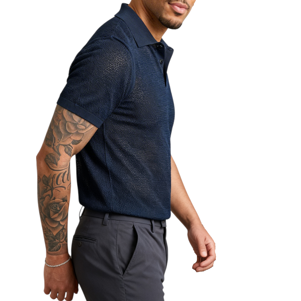 Polo Uomo F.Mattioli Traforata Blu