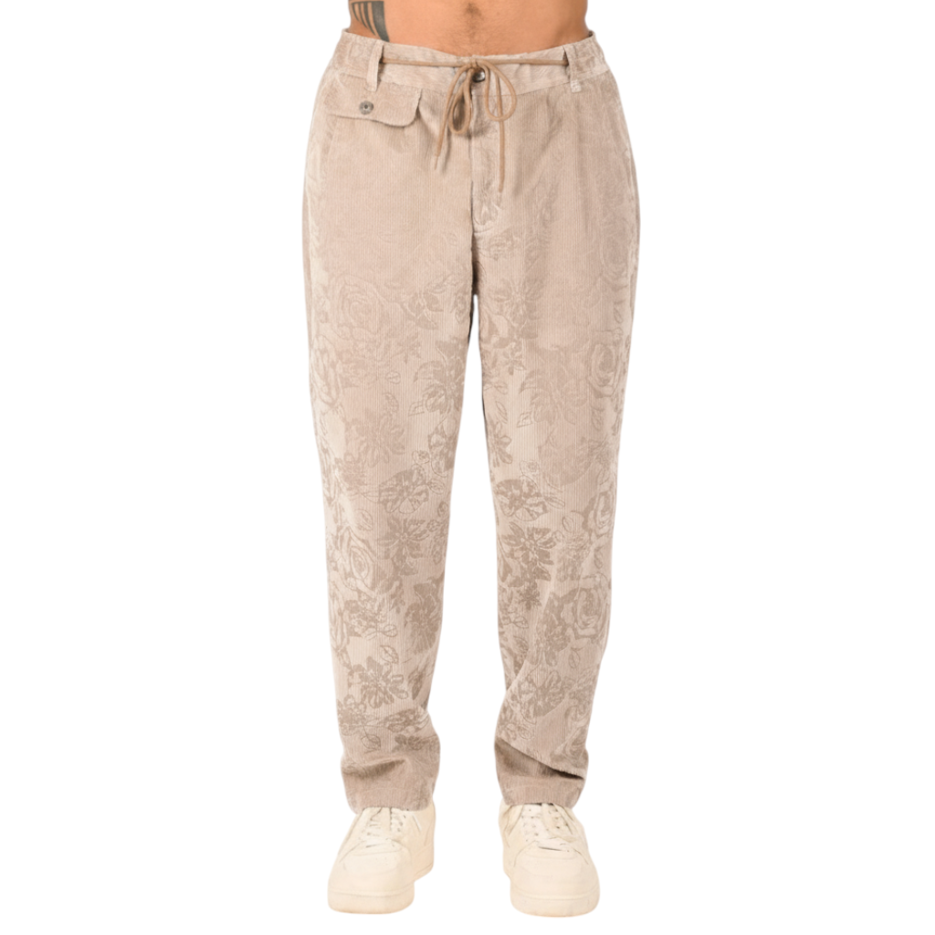Pantalone Uomo BERNA Velluto Floreale Devorè