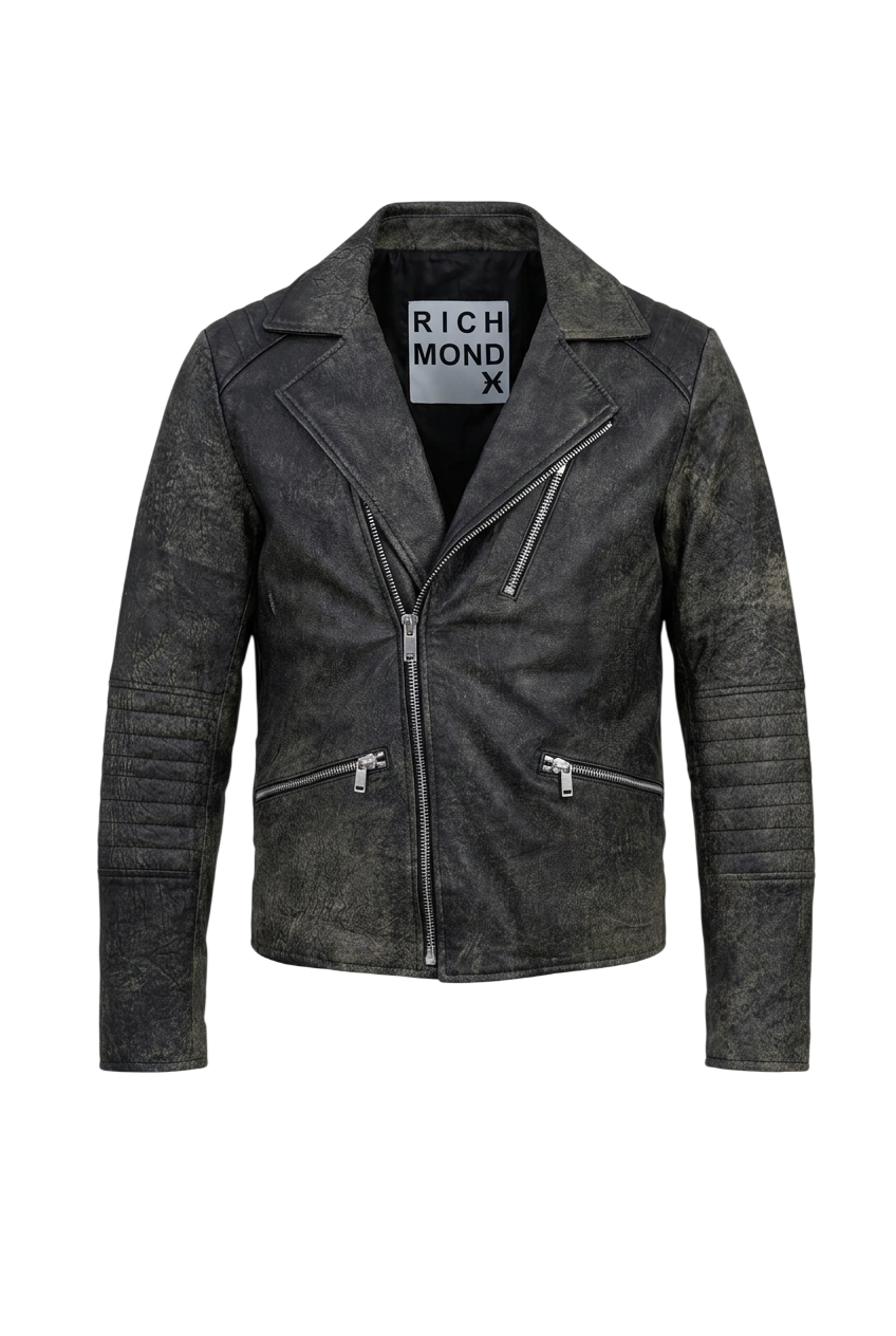 Giubbotto Uomo RICHMOND in Plelle lavorata Biker